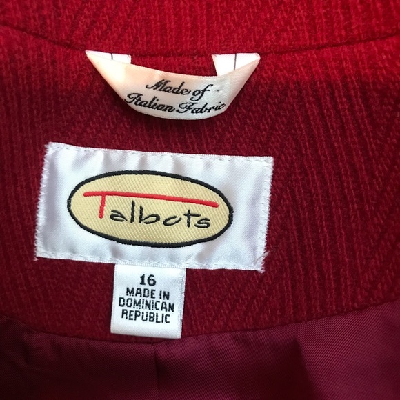NWOT Talbots Red Pea Coat Size 16 - Picture 8 of 8